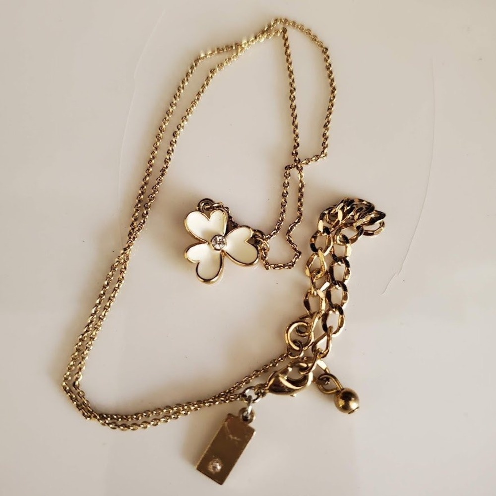 Kate Spade Pansy Blossoms Pendant Necklace Cream Gold Tone Flower Dainty